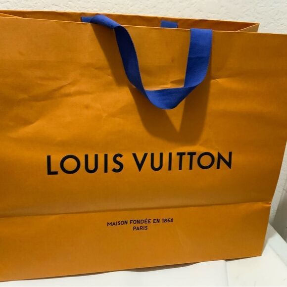 LOUIS VUITTON XL Empty 21”x19” Shopping Gift Bag Tote Orange Paper Extra Large - Picture 1 of 7